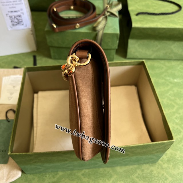 gucci專櫃2024新款原廠皮鏈條肩背包 古馳Blondie互扣棕色腋下包 jcp1875